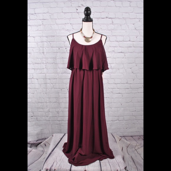 Show Me Your Mumu Merlot Caitlin Ruffle Size Large - Picture 3 of 7